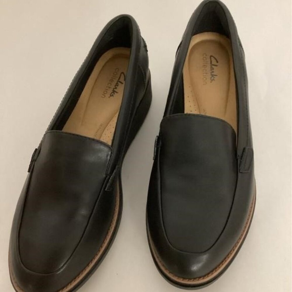 NEW Clarks Womens Leather Sharon Gracie Classy Stylish Loafer Sz 10 wide black